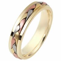 Item # 110701E - Tri-Color Wedding Band 18 kt Hand Made