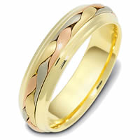 Item # 110721E - Tri-Color Wedding Band 18 kt Hand Made