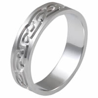 Item # 12725WE - 18 Kt White Gold Celtic Carved Band