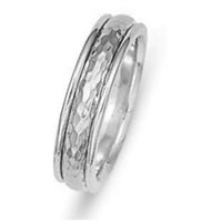 Item # 211051W - 14 Kt White Gold Hammered Wedding Band