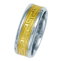 Item # 211221 - 14 Kt Two-Tone Greek Key Wedding Band