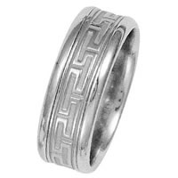 Item # 211221W - 14 Kt White Gold Greek Key Wedding Band