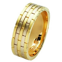Item # 211381E - 18 Kt Two-Tone Hand Made Brick Wedding Band