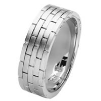 Item # 211381WE - 18Kt White Gold Hand Made Brick Wedding Band