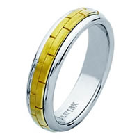 Item # 211401 - 14 Kt Two-Tone Hand Made Brick Wedding Band