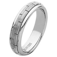 Item # 211401W - 14 Kt White Gold Hand Made Brick Wedding Band