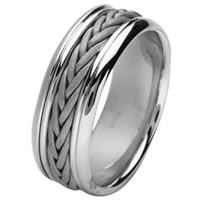 Item # 211451W - 14 Kt White Hand Made Braided Wedding Band