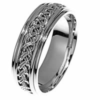 Item # 21471W - Hand Crafted 14 kt White Gold Wedding Band