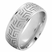 Item # 216137W - 14 Kt White Gold 8.0 MM Carved Wedding Ring