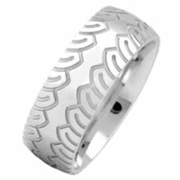 Item # 216483W - 14 Kt White 8.0 MM Carved Wedding Ring