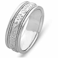 Item # 21699W - 14Kt Hand Carved Wedding Band