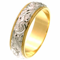 Item # 2616576E - 18 Kt Two-Tone Hand Carved Ring