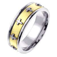 Item # 46104E - Two-Tone Gold Cross Wedding Band