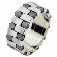 Item # 6875903W - White Gold & Black Rhodium Wedding Ring