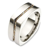 Item # A131731E - 18 Kt Tri-Color Square Wedding Band