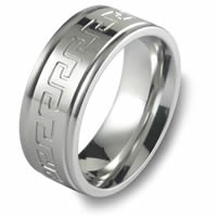 Item # C15085C - Cobalt Chrome Greek Keys Wedding Ring