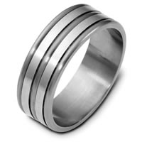 Item # E121821TG - Titanium and 14 Kt White Gold Wedding Band