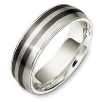 Item # E133221TE - Titanium and 18 Kt White Gold Wedding Band 