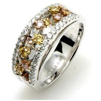 Item # E245070WE - White, Yellow and Pink Diamonds Anniversary Band