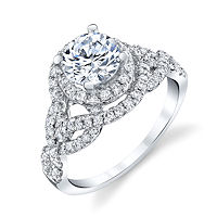 Item # E7056W - White Gold  Diamond Halo Engagement Ring