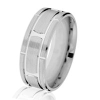 Item # G14647WE - White Gold Brick-Style Classic Wedding Ring