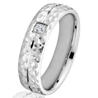 Item # G66764WE - White Gold Hammered Diamond Wedding Ring