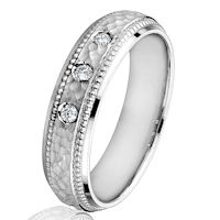 Item # G66767WE - White Gold Hammered Diamond Wedding Ring