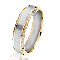 Item # G66876E - Two-Tone Gold 6.0 MM Beveled Wedding Ring