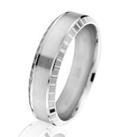 Item # G66876WE - White Gold 6.0 MM Beveled Wedding Ring