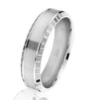 Item # G66876W - White Gold 6.0 MM Beveled Wedding Ring