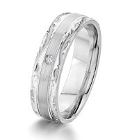 Item # G67190WE - White Gold Carved 0.02 Ct Diamond Wedding Ring