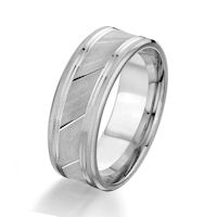 Item # G87032WE - White Gold 8.0 MM Grooved Designed Wedding Ring