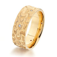 Item # G87088E - Yellow Gold Patterned Diamond Wedding Ring