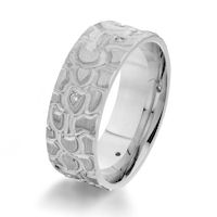 Item # G87088WE - White Gold Patterned Diamond Wedding Ring