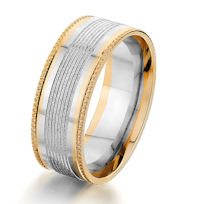 Item # G87175E - Two-Tone Gold Designed 8.0 MM Wedding Ring