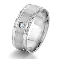 Item # G87190WE - White Gold Carved 0.05 Ct Diamond Wedding Ring