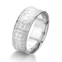Item # G87197WE - White Gold Hammered Diamond Wedding Ring