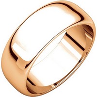 Item # H116837RE - 18K Rose Gold 7 mm Wide High Dome Plain Wedding Band