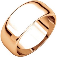 Item # H123838RE - 18K Rose Plain Wedding Band Gold 8 mm Wide High Dome