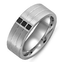 Item # M301008AG - Black Diamonds Silver Wedding Band