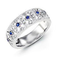 Item # M31757WE - White Gold Diamond & Sapphire Ring 