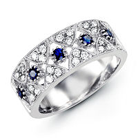 Item # M31758WE - 18Kt White Gold Diamond & Sapphire Ring