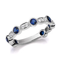 Item # M31900WE - White Gold Diamond & Sapphire Stackable Ring