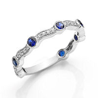 Item # M31902WE - White Gold Diamond & Sapphire Stackable Ring