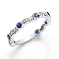 Item # M31902W - White Gold Diamond & Sapphire Stackable Ring