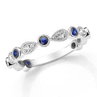 Item # M31904W - White Gold Diamond & Sapphire Stackable Ring