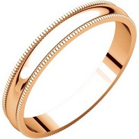 Item # N23853R - 14K Rose Gold Milgrain 3mm Wide Plain Wedding Band