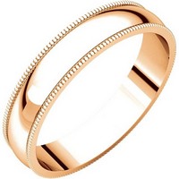 Item # N23864RE - 18K Rose Gold 4mm Wide Milgrain Plain Wedding Band