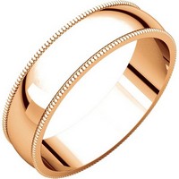 Item # N23875R - 14K Rose Plain Wedding Band 5mm Wide Milgrain Edge