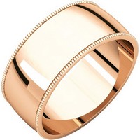 Item # N23898RE - 18K Rose Gold Milgrain Edge Plain Wedding Band